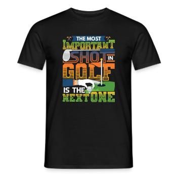 The most important shot in golf is the next - Men's T-Shirt - black - Front - AI Model Male 178 light (178cm)