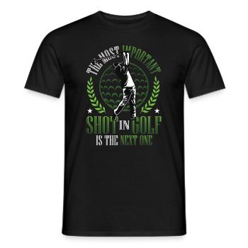 The most important shot in golf is the next - Men's T-Shirt - black - Front - AI Model Male 178 light (178cm)