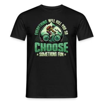 Course de descente, VTT, BMX - T-shirt homme - noir - Devant - AI Model Male 178 light (178cm)