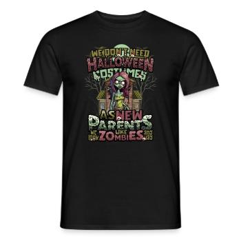 No Halloween costume, just Halloween for parents - Men's T-Shirt - black - Front - AI Model Male 178 light (178cm)