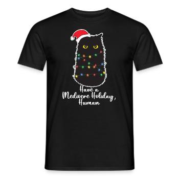 Have a Mediocre Holiday Human Funny Christmas Cat - Men's T-Shirt - black - Front - AI Model Male 178 light (178cm)