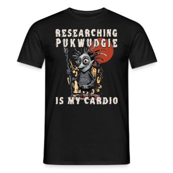 Researching Is My Cardio - Cryptid Monster - Men's T-Shirt - black - Front - AI Model Male 178 light (178cm)