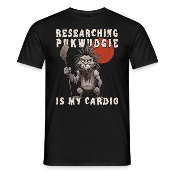 Researching Is My Cardio - Cryptid Monster - Men's T-Shirt - black - Front - AI Model Male 178 light (178cm)