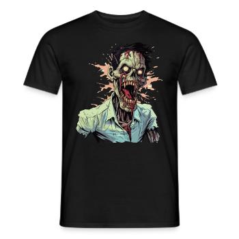 Cooles Halloween -Kostüm - Gruseliger Zombie - Männer T-Shirt - Schwarz - Vorne - AI Model Male 178 light (178cm)