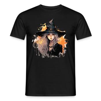 Cooles Halloween -Kostüm - Gruselige Hexe - Männer T-Shirt - Schwarz - Vorne - AI Model Male 178 light (178cm)