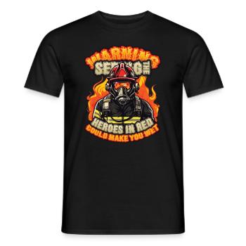 Slogan des pompiers, Brigade de pompiers volontaires - T-shirt homme - noir - Devant - AI Model Male 178 light (178cm)