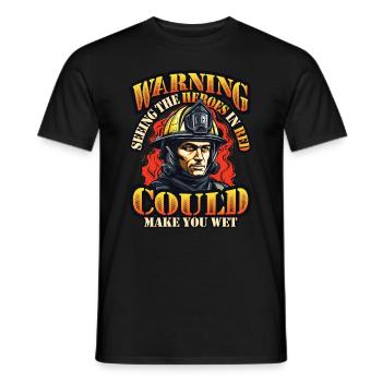 Slogan des pompiers, Brigade de pompiers volontaires - T-shirt homme - noir - Devant - AI Model Male 178 light (178cm)