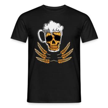 Beer Beer Glass with Foam Skeleton Skull Barley - Men's T-Shirt - black - Front - AI Model Male 178 light (178cm)