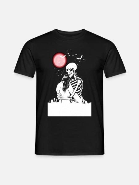 Sad Love- Skeleton Horror-Couple Red Moon - Men's T-Shirt - black