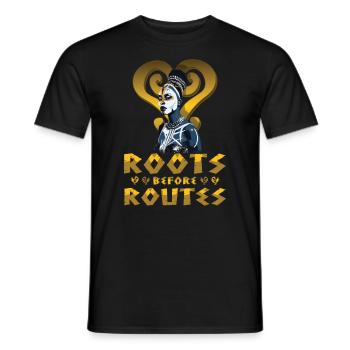 « Les racines avant les routes » Symbole Sankofa Noir - T-shirt homme - noir - Devant - AI Model Male 178 light (178cm)