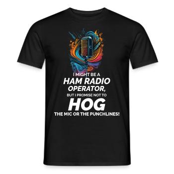 Radio Wave Art Ham Operator's Promise Funny - Men's T-Shirt - black - Front - AI Model Male 178 light (178cm)