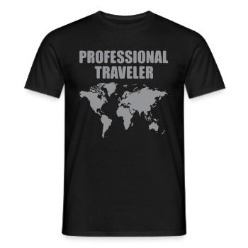 Carte du monde des voyageurs professionnels - T-shirt homme - noir - Devant - AI Model Male 178 light (178cm)