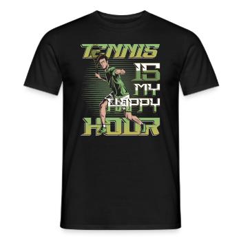 Tennis Ist Meine Happy Hour, Tennisspieler, Tennis - Männer T-Shirt - Schwarz - Vorne - AI Model Male 178 light (178cm)