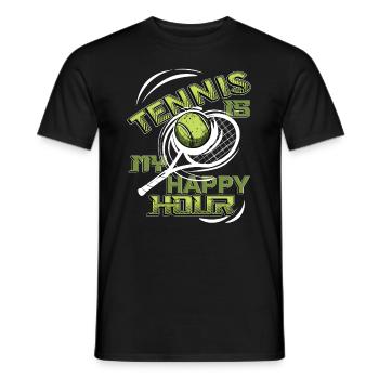 Tennis Ist Meine Happy Hour, Tennisspieler, Tennis - Männer T-Shirt - Schwarz - Vorne - AI Model Male 178 light (178cm)