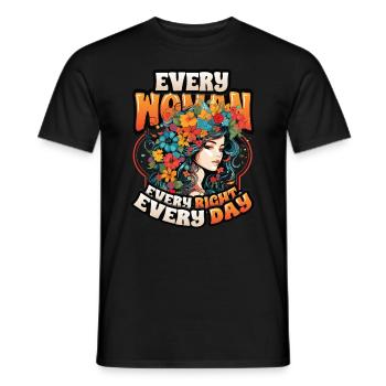 Every woman, every right, every day, women's rights - Men's T-Shirt - black - Front - AI Model Male 178 light (178cm)