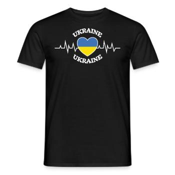 Design Flag Heart Ukraine Ukrainian Pride - Men's T-Shirt - black - Front - AI Model Male 178 light (178cm)