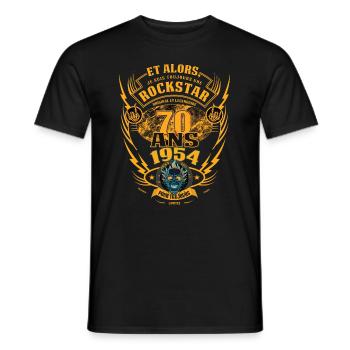 70. Geburtstag 1954 Rock'n Roll für immer Geschenk - Männer T-Shirt - Schwarz - Vorne - AI Model Male 178 light (178cm)