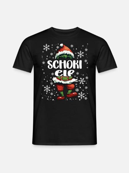 Weihnachtsoutfit Schoki Elf - Männer T-Shirt - Schwarz