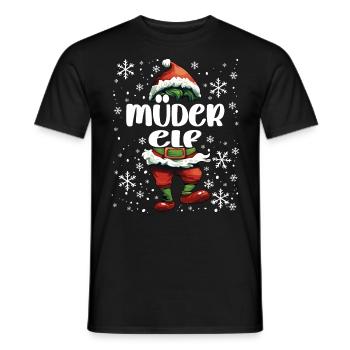 Tenue de Noël Elfe fatigué - T-shirt homme - noir - Devant - AI Model Male 178 light (178cm)