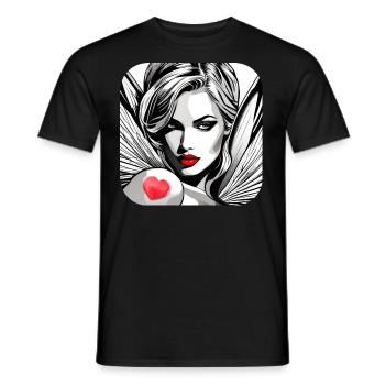 Angel with red heart tattoo - Men's T-Shirt - black - Front - AI Model Male 178 light (178cm)