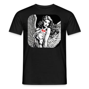 Angel broken heart tattoo - Men's T-Shirt - black - Front - AI Model Male 178 light (178cm)