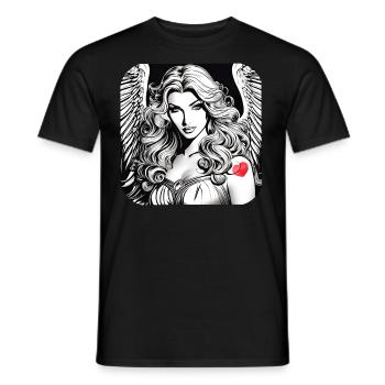 Angel with red heart tattoo - Men's T-Shirt - black - Front - AI Model Male 178 light (178cm)