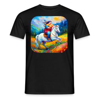 Cute Fat Moppel Fairy with Unicorn - Men's T-Shirt - black - Front - AI Model Male 178 light (178cm)