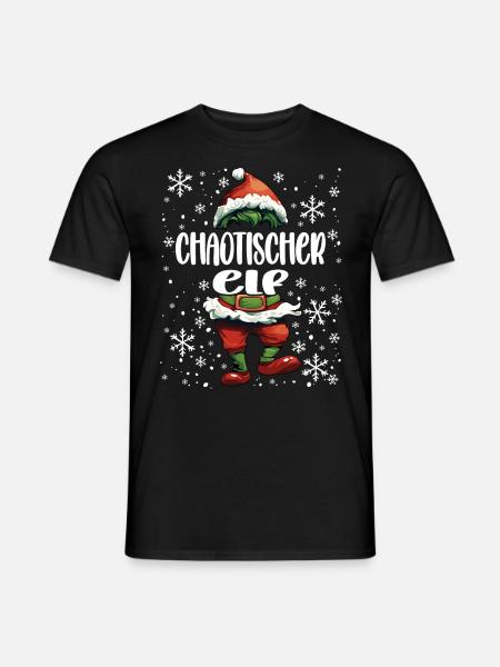 Weihnachtsoutfit Chaotischer Elf - Männer T-Shirt - Schwarz