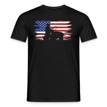 Tondeuse de course drôle Drapeau américain - T-shirt homme - noir - Devant - AI Model Male 178 light (178cm)