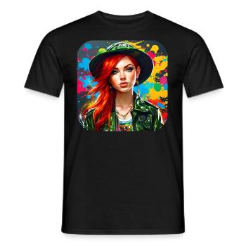 Cool irish redhead girl - Men's T-Shirt - black - Front - AI Model Male 178 light (178cm)