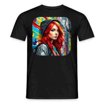 Fille rousse irlandaise cool - T-shirt homme - noir - Devant - AI Model Male 178 light (178cm)