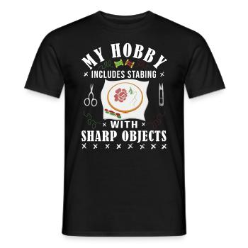 La couture croisée, mon passe-temps est la couture - T-shirt homme - noir - Devant - AI Model Male 178 light (178cm)