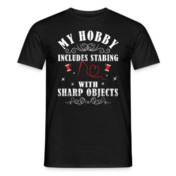 La couture croisée, mon passe-temps est la couture - T-shirt homme - noir - Devant - AI Model Male 178 light (178cm)