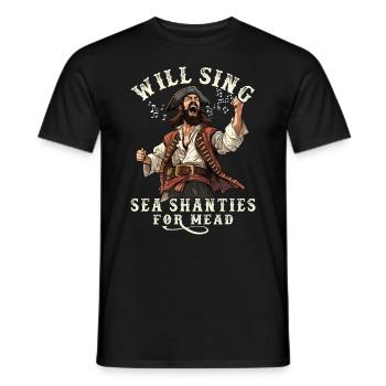 Song Sea Shanty Design pour les bottes de chant des êtres chers - T-shirt homme - noir - Devant - AI Model Male 178 light (178cm)