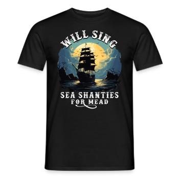 Song Sea Shanty Design Pour Amour Chantant Bottes - T-shirt homme - noir - Devant - AI Model Male 178 light (178cm)
