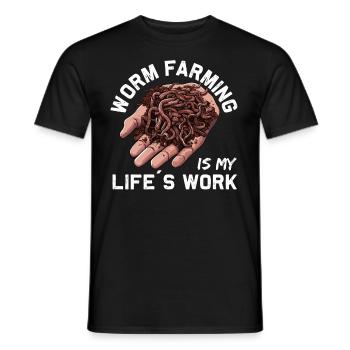 Ver de terre - Ver à main - Agriculteur - Ver - T-shirt homme - noir - Devant - AI Model Male 178 light (178cm)