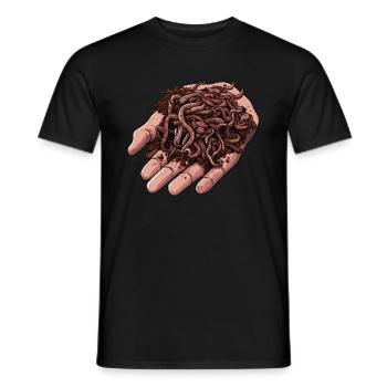 Ver de terre - Ver à main - Agriculteur - Ver - T-shirt homme - noir - Devant - AI Model Male 178 light (178cm)