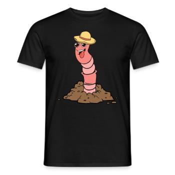 Funny Earthworm Composting Worm Farmer - Men's T-Shirt - black - Front - AI Model Male 178 light (178cm)