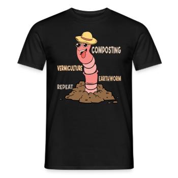 Jardin de ver de terre, ver de lombriculture, ver fermier - T-shirt homme - noir - Devant - AI Model Male 178 light (178cm)