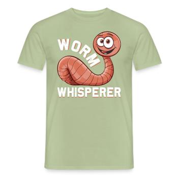 Drôle de ver de terre compostage vermifuge - T-shirt homme - vert sauge - Devant - AI Model Male 178 light (178cm)