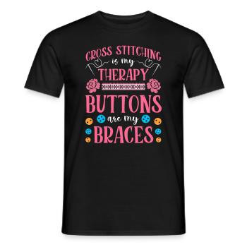 Point de broderie amusant au point de croix - T-shirt homme - noir - Devant - AI Model Male 178 light (178cm)