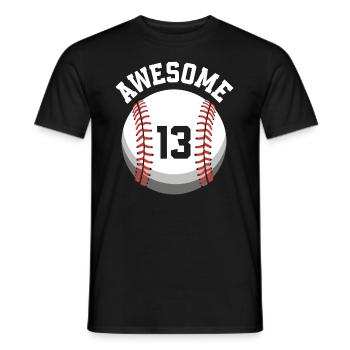 Fête de baseball du 13e anniversaire des enfants - T-shirt homme - noir - Devant - AI Model Male 178 light (178cm)