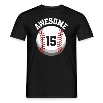 Fête de baseball du 15e anniversaire des enfants - T-shirt homme - noir - Devant - AI Model Male 178 light (178cm)