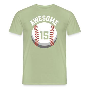 Fête de baseball du 15e anniversaire des enfants - T-shirt homme - vert sauge - Devant - AI Model Male 178 light (178cm)