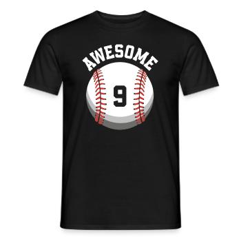 Kids Birthday 9th Birthday Baseball Party - Men's T-Shirt - black - Front - AI Model Male 178 light (178cm)