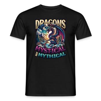 Dragon Lovers Fantasy World Dragons - Men's T-Shirt - black - Front - AI Model Male 178 light (178cm)