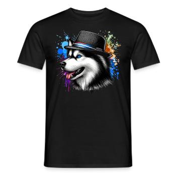 Husky mit blauen Augen - Männer T-Shirt - Schwarz - Vorne - AI Model Male 178 light (178cm)