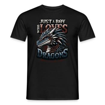 Juste un garçon qui aime les dragons - Boys Dragons - T-shirt homme - noir - Devant - AI Model Male 178 light (178cm)