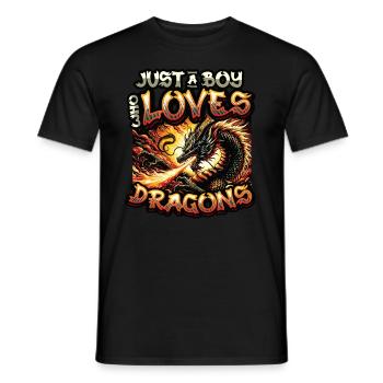 Juste un garçon qui aime les dragons - Boys Dragons - T-shirt homme - noir - Devant - AI Model Male 178 light (178cm)