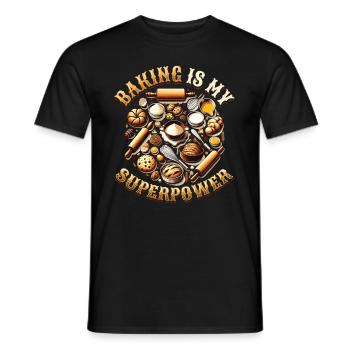 Baking Superpower Bäcker Nachtisch Konditor - Männer T-Shirt - Schwarz - Vorne - AI Model Male 178 light (178cm)